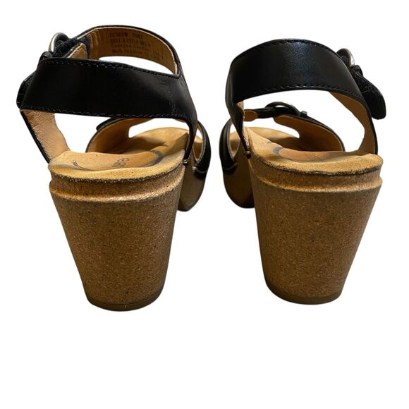 Aetrex Tory Slingback Sandals 7 EU 37 Black Open Toe Heels Cork Retro Cowgirl - Picture 6 of 12